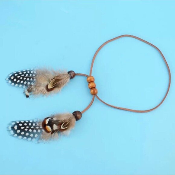 Armlet feather brown upper arm cuff bracelet big armband rainbow bracelet boho - Picture 3 of 5